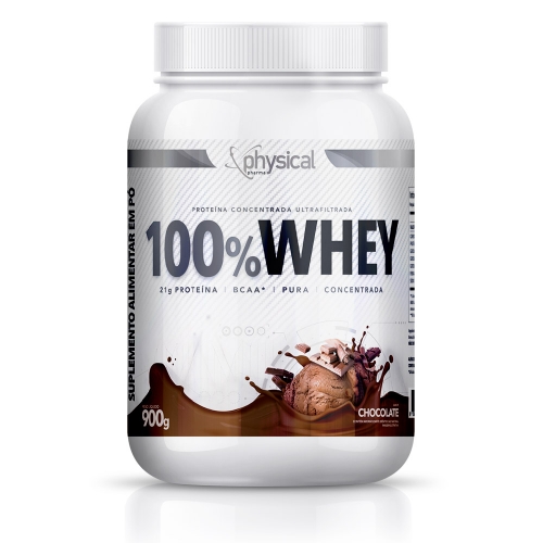 100% Whey Sabor Chocolate (900g) - Physical Pharma Ganhe Galão de 1l