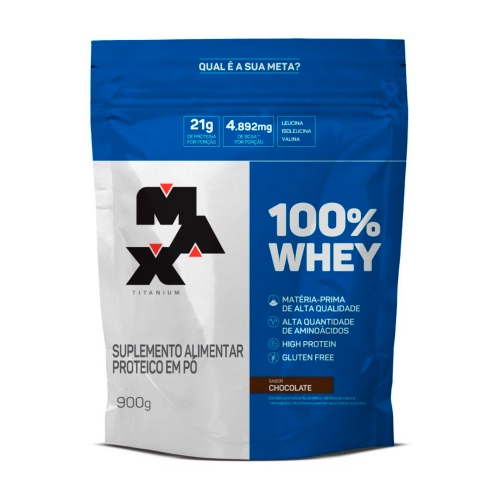 100% Whey Protein Refil Sabor Chocolate (900g) - Max Titanium