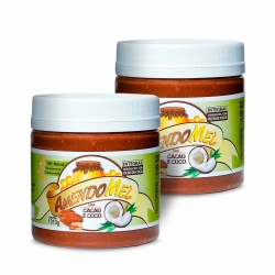 Kit 2 Unidades Pasta de Amendoim Integral Sabor Cacau e Coco (1010g) - AmendoMel