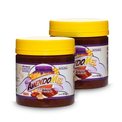 Kit 2 Unidades Pasta de Amendoim Integram Sabor Crocante com Cacau (1010g) - AmendoMel