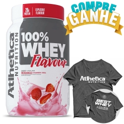 Compre 100% Whey Flavour Sabor Morango (900g) e Ganhe Camiseta - Atlhetica Nutrition