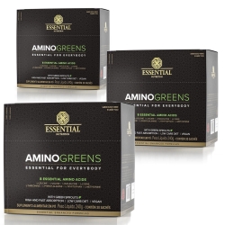 Kit 3unid Amino Greens (Caixa C/ 30 Sachs De 8g Cada) - Essential Nutrition