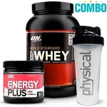 Combo Optimum - 100% Whey Protein Gold Standard (909g) + Energy Plus (150g) + 1 coqueteleira Physical Pharma Combo Optimum - 100% Whey Protein Gold Standard (909g) + Energy Plus (150g) + 1 coqueteleira Physical Pharma