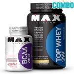 Combo Max Titanium Ganho de massa: Top whey 3w (900g) + BCAA 2400 (100 Cápsulas) Combo Max Titanium Ganho de massa: Top whey 3w (900g) + BCAA 2400 (100 Cápsulas)