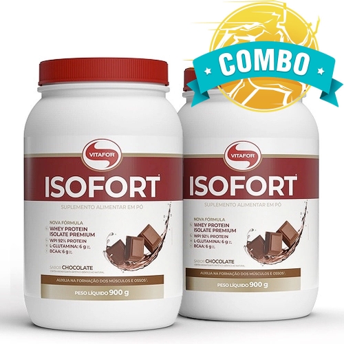 2 Unidades Isofort (Whey Protein Isolate) - Chocolate (900g) - Vitafor