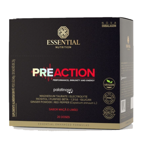 Pre-Action Sabor Maçã e Limão (Cx c/ 20 Sachês de 27g) - Essential Nutrition
