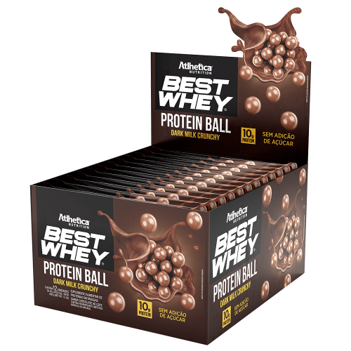 Best Whey Protein Ball Sabor Dark Milk Crunchy (1 Cx c/ 12 Unidades de 50g) - Atlhetica Nutrition