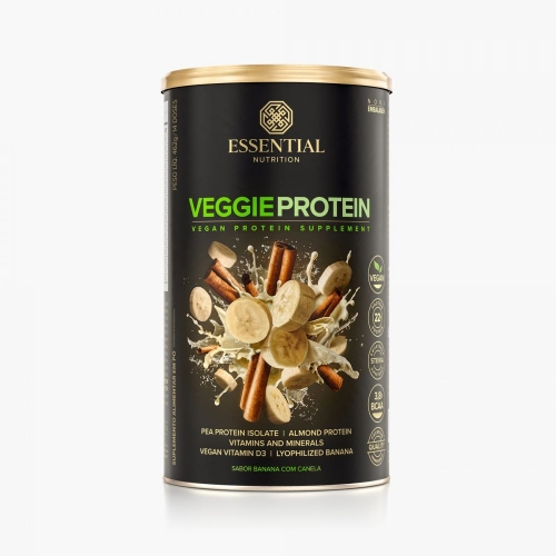 Veggie Protein - Proteína 100% Vegetal Sabor Banana e Canela (462g) - Essential