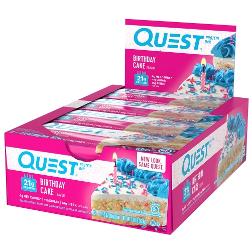 Quest Bar - Protein Bar Sabor Birthday Cake (Caixa c/ 12 Unidades de 60g cada) - Quest Nutrtion