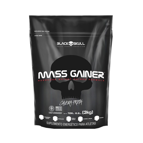Mass Gainer Caveira Preta Sabor Banana Refil (3,0Kg) - Black Skull