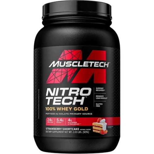 Nitro Tech 100% Whey Gold Sabor Strawberry Shortcake (921g) - Muscletech