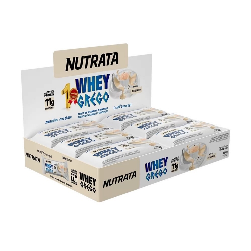Whey Grego Bar Sabor Beijinho (Cx com 12 unidades de 40g) - Nutrata