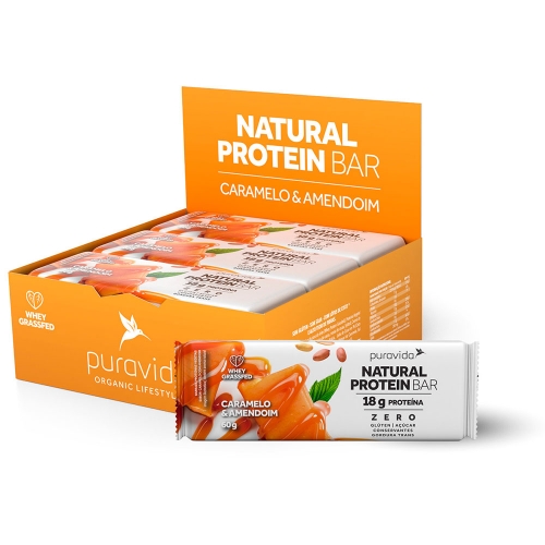 Natural Protein Bar Sabor Caramelo & Amendoim (Cx c/ 12 Unidades de 60g) - Pura Vida