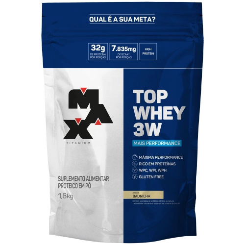 Top Whey 3W Mais Performance Sabor Baunilha (1,8kg) - Max Titanium