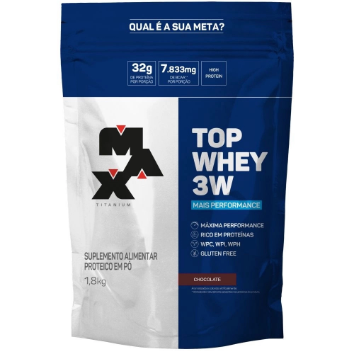 Top Whey 3W Mais Performance Sabor Chocolate (1,8kg) - Max Titanium