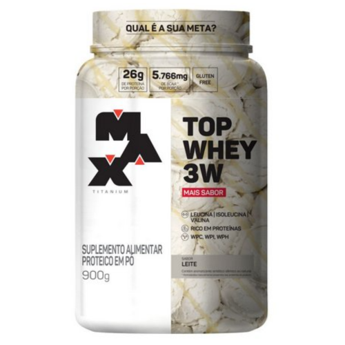 Top Whey 3W Mais Sabor Leite (900g) - Max Titanium