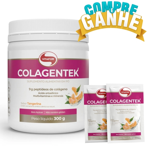 Compre Colagentek Sabor Tangerina (Colágeno Hidrolisado) (300g) - Vitafor e Ganhe 2 Sachês