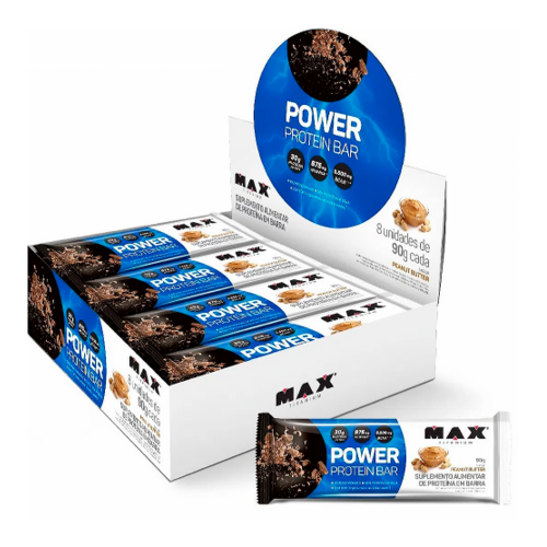 Power Protein Bar Sabor Peanut Butter (Caixa com 8 Unidades de 90g) - Max Titanium