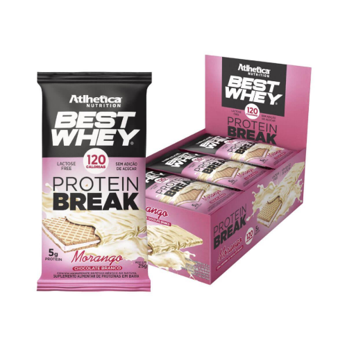 Best Whey Protein Break sabor Morango (Cx. 12 unidades de 25g) - Atlhetica Nutrition