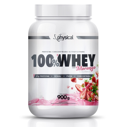 100% Whey Sabor Morango (900g) - Physical Pharma