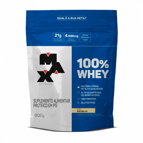 100% Whey Protein Refil Sabor Baunilha (900g) - Max Titanium