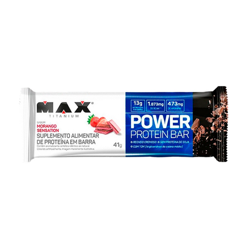 Power Protein Bar Sabor Morango Sensation (1 Unidade de 41g) - Max Tit