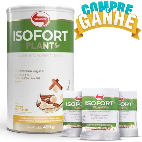 Compre Isofort Plant Sabor Banana com Canela (450g) - Vitafor e Ganhe 3 Doses
