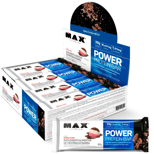 Power Protein Bar Sabor Napolitano (Caixa com 8 Unidades de 90g) - Max