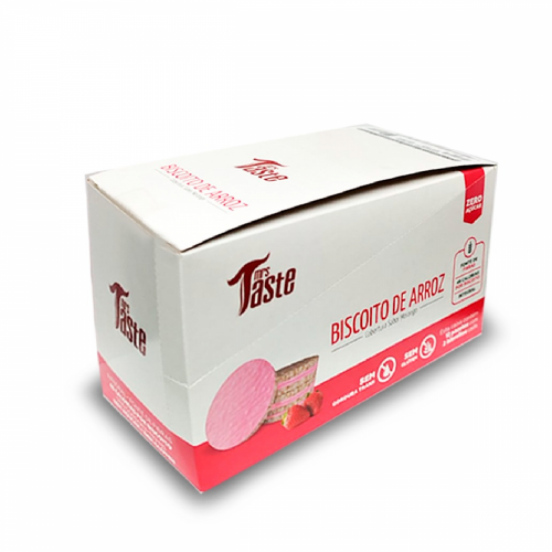 Biscoito de Arroz Sabor Morango (Caixa com 12 Unidades de 22g) - Mrs Tasty