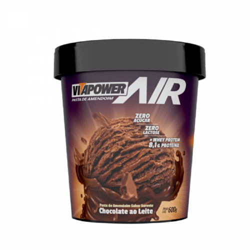 Pasta de Amendoim Integral Air Sabor Sorvete Chocolate ao Leite (600g) - Vitapower