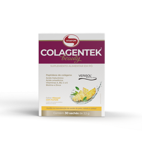 Colagentek Beauty Sabor Abacaxi com Hortelã (Cx c/ 30 sachês de 3,5g) - Vitafor