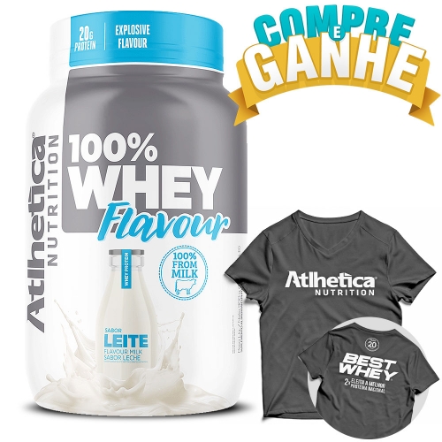 Compre 100% Whey Flavour Sabor Leite (900g) e Ganhe Camiseta - Atlhetica Nutrition