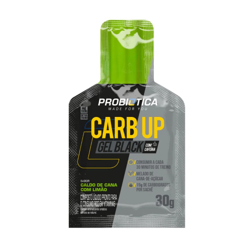 Carb Up Black Gel Energético Sabor Caldo de Cana com Limão (30g) - Probiótica