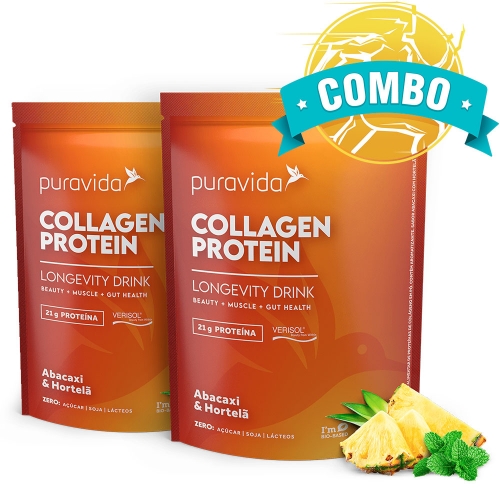 Combo 2 un Collagen Protein Sabor Abacaxi com Hortelã (450g) - Pura Vida