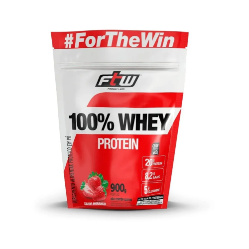 100% Whey Protein Refil (900g) Sabor Morango - FTW