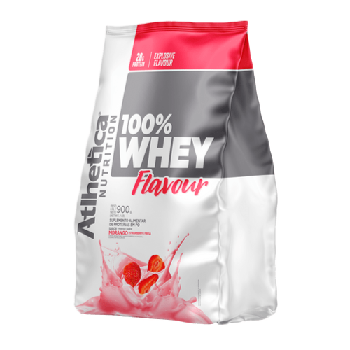100% Whey Flavour Refil Sabor Morango (900g) - Atlhetica Nutrition