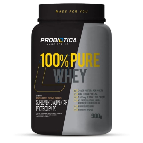100% Pure Whey Protein Sabor Iogurte com Coco (900g) - Probiótica