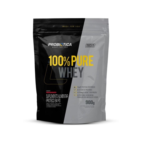 100% Pure Whey Protein Refil Sabor Morango (900g) - Probiótica