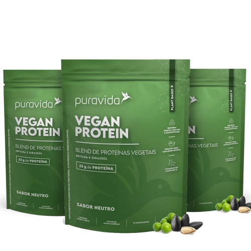 Kit 3 un Vegan Protein Sabor Neutro (450g) - Pura Vida