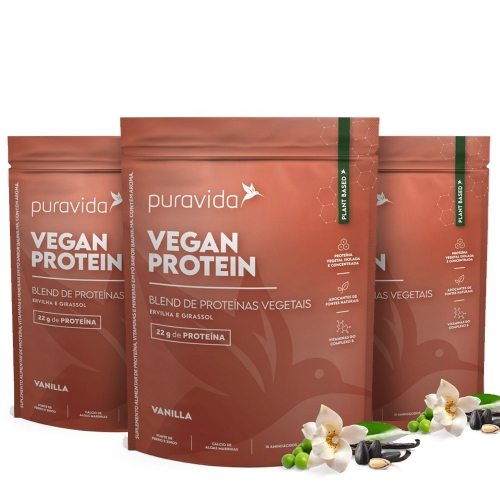 Kit 3 un Vegan Protein Sabor Natural Vanilla (450g) - Pura Vida