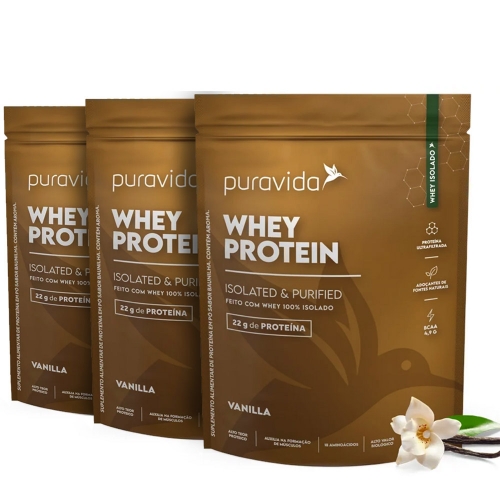 Kit 3 un Whey Protein Sabor Natural Vanilla (450g) - Pura vida