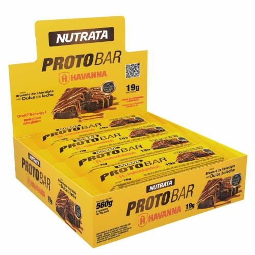 ProtoBar Sabor Havanna Doce de Leite com Brownie de Chocolate (8unid de 70g) - Nutrata