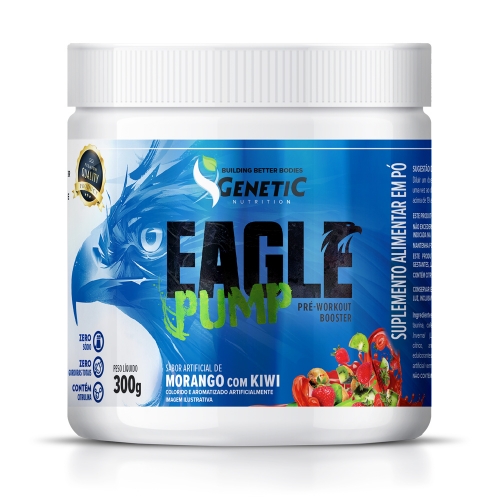 Eagle Pump Pré-Workout Booster Sabor Morango com Kiwi (300g) - Genetic Nutrition