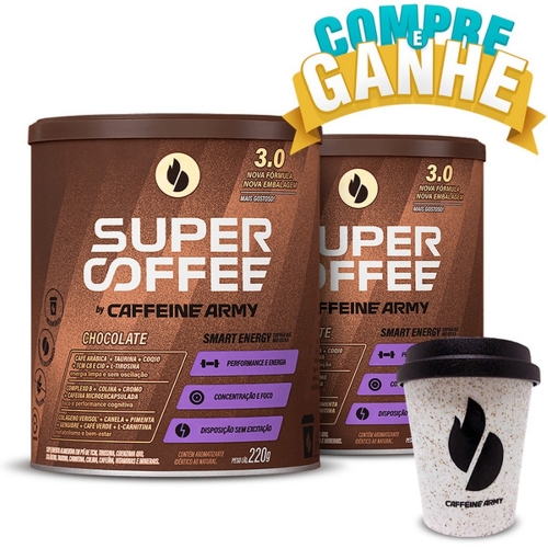 Compre 2un SuperCoffee Sabor Chocolate (220g) - Caffeine Army e Ganhe Copo