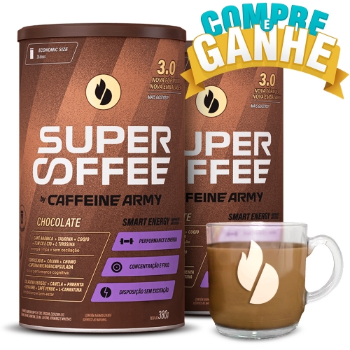 Compre 2un SuperCoffee Sabor Chocolate (380g) - Caffeine Army e Ganhe Xícara