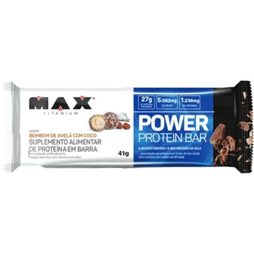 Power Protein Bar Sabor Bombom de Avelã com Coco (1 Unidade de 41g) - Max Titanium