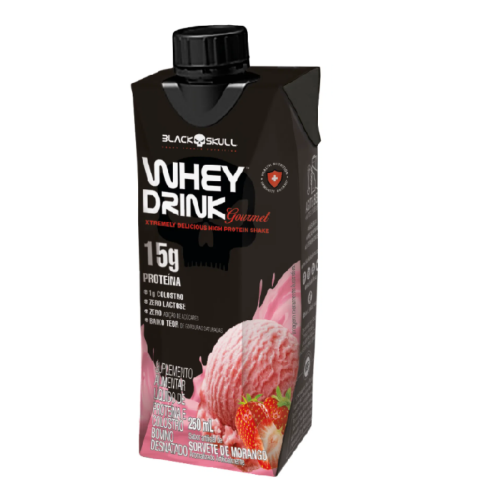 Whey Drink Gourmet Sabor Sorvete Morango (250ml) - Black Skull