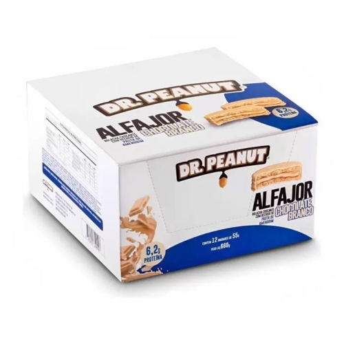 Alfajor Sabor Chocolate Branco (Cx com 12 unidades de 55g) - Dr Peanut
