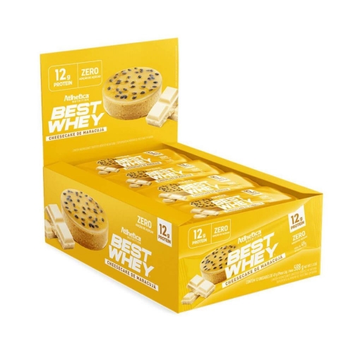 Best Whey Bar Sabor Cheesecake de Maracujá (Cx c/ 12 unidades de 49g cada) - Atlhetica Nutrition