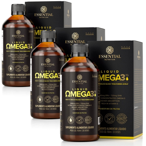 Kit 3unid Super Omega 3 TG Liquid (150ml com 20 Doses) Essential